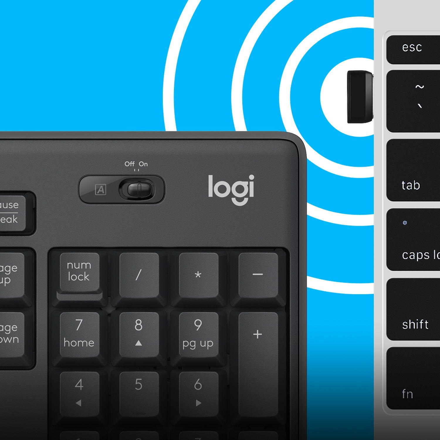 Conjunto Teclado e Rato LOGITECH MK295 Silent (Estados Unidos - Tamanho completo - RF Wireless - Grafite) — miniatura 5