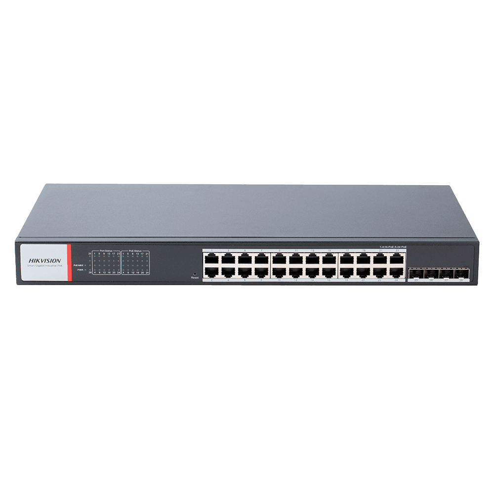 Switch Industrial Gerido HIKVISION DS-3T1528HP-SI-24P4F (10/100/1000 Mbit/s - 4,1 MB - 56 Gbit/s - Preto)