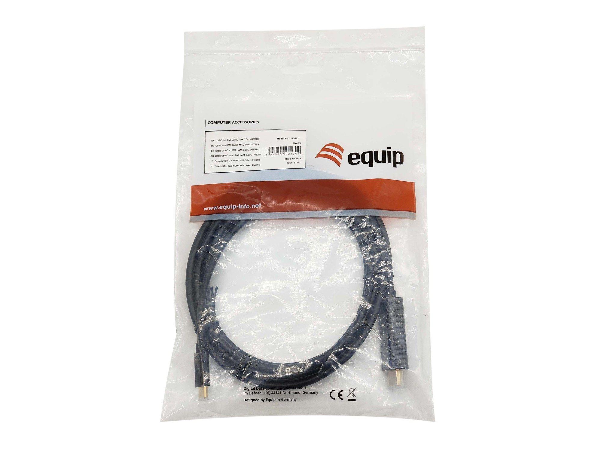 Cabo USB-C para HDMI EQUIP 133413 (3 m - HDMI Type A - USB Type-C - Preto) — miniatura 4
