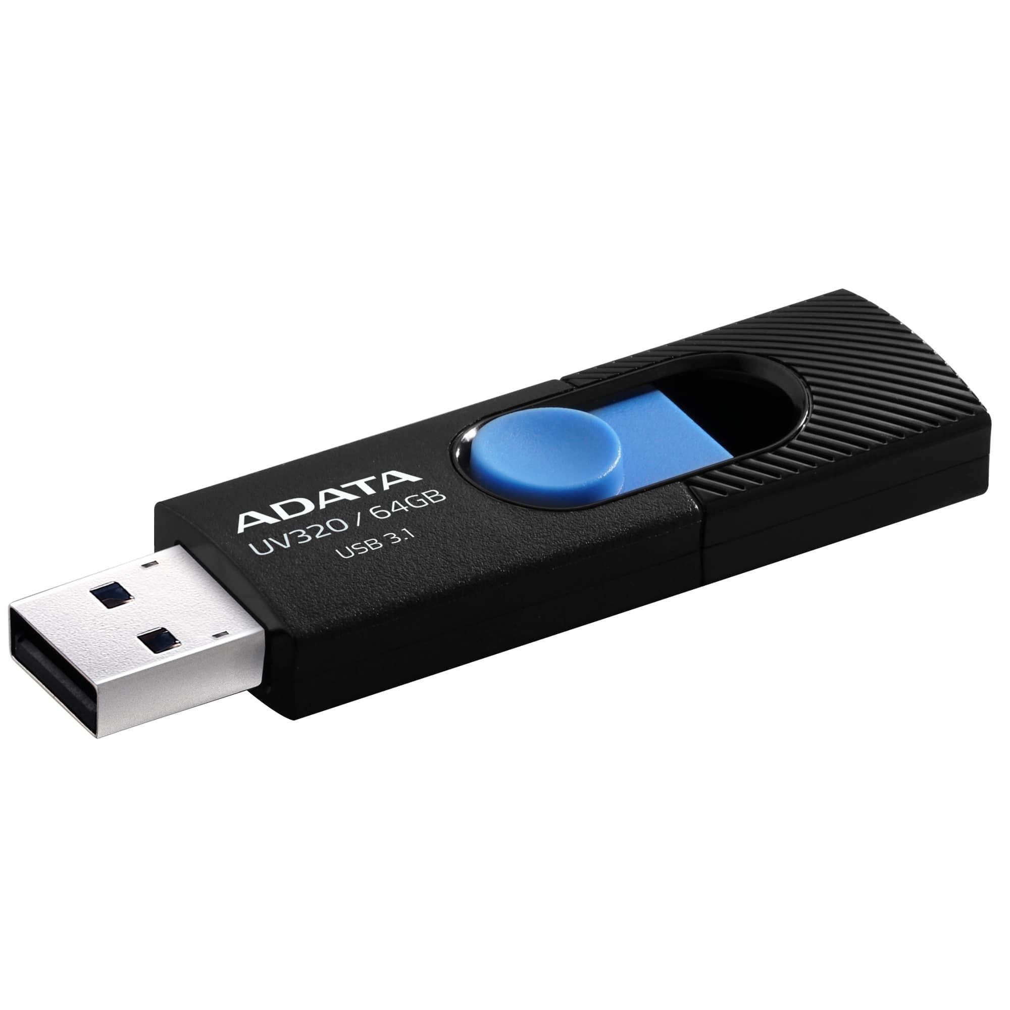 Pen USB ADATA UV320 (Deslizante - USB Type-A - 3.2 Gen 1 - Preto/Azul)