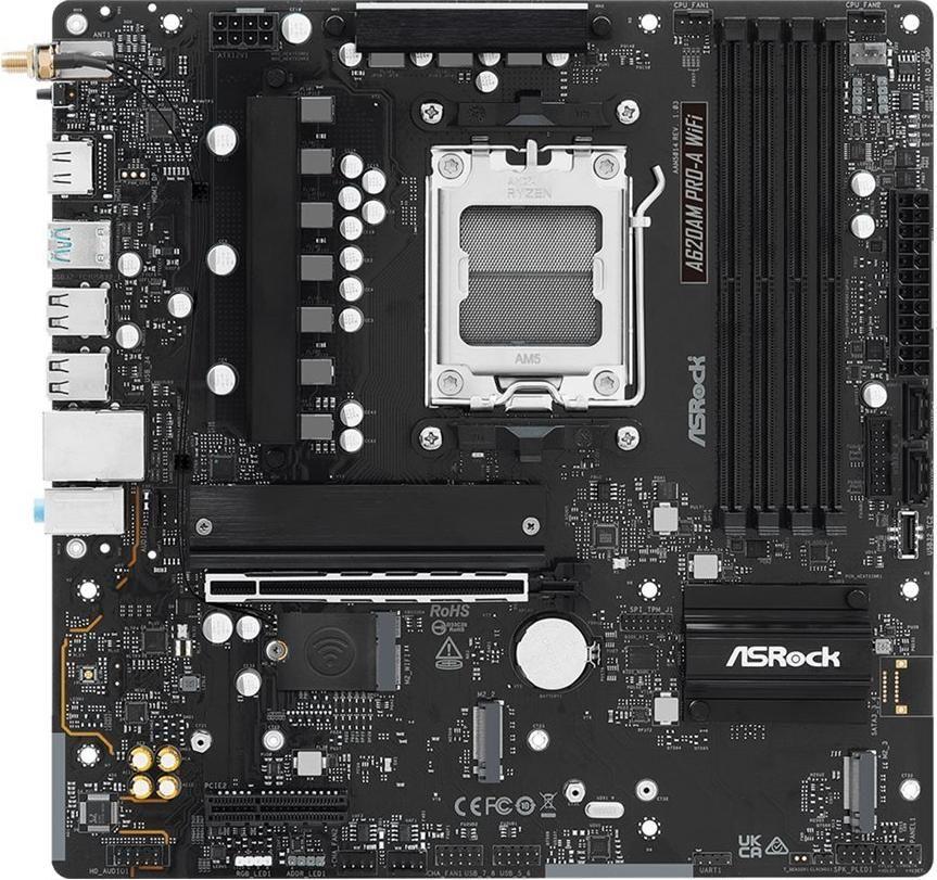 Motherboard ASROCK A620AM Pro-A WiFi (AM5 - Micro-ATX - AMD RDNA 2 - Preto)