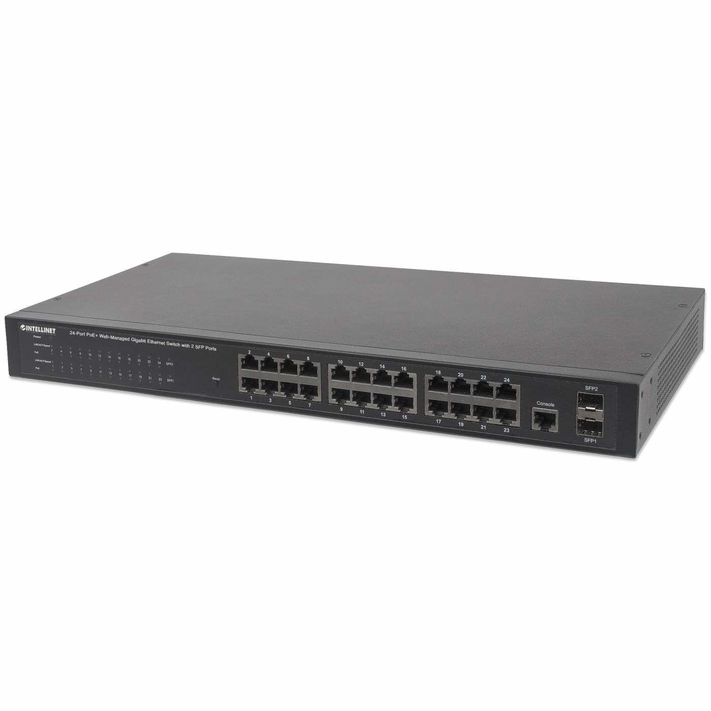 Switch de Rede Gerido INTELLINET 560559 (24 portas RJ-45 - Gigabit Ethernet - 52 Gbit/s - Preto)