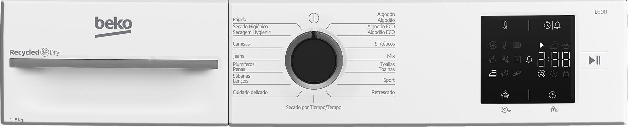 Máquina de Secar Roupa Independente BEKO BM3T38230WB (8 kg - Bomba de calor - Direita - Branco) — miniatura 4