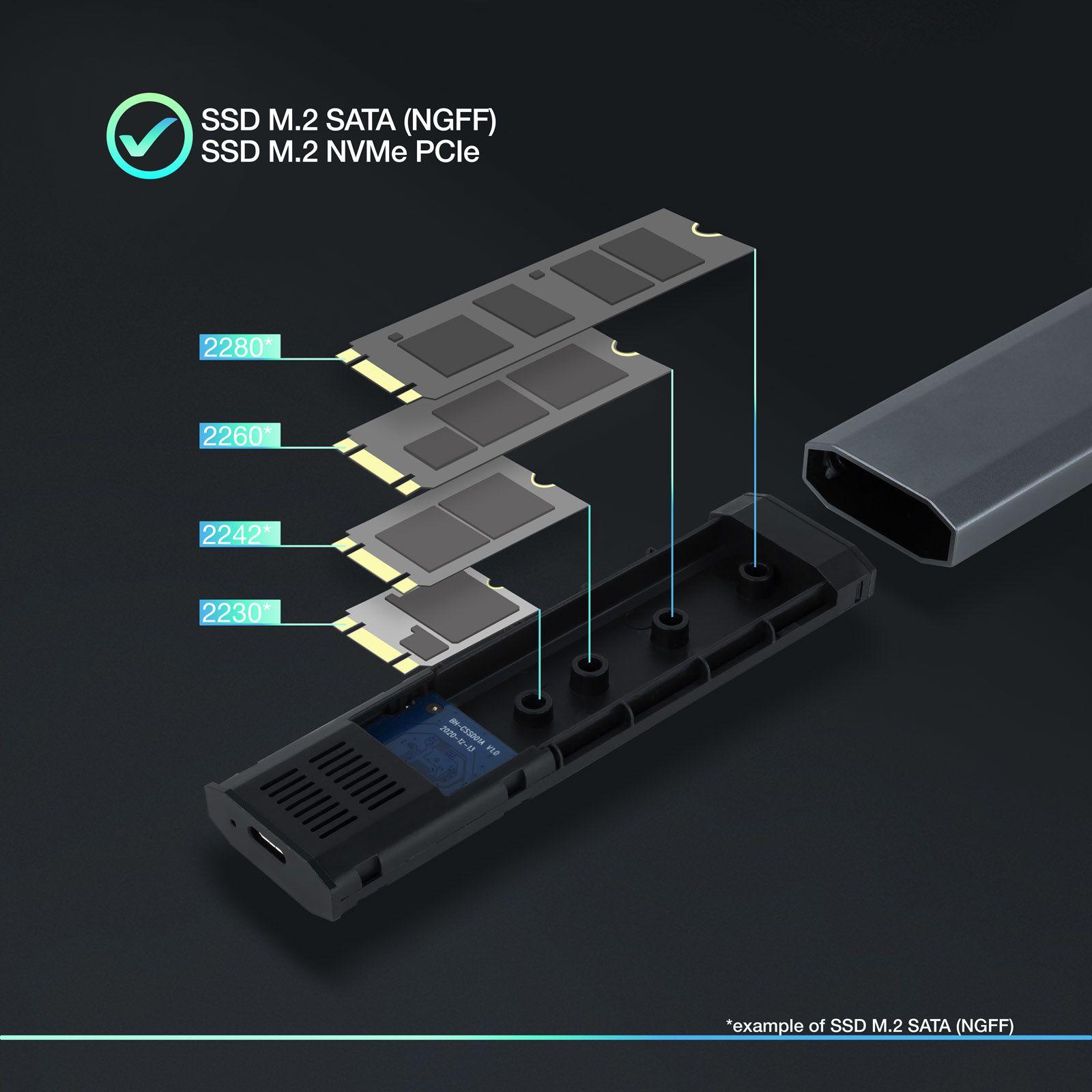 Caixa Externa SSD TOOQ TQE-2223G (2 TB - PCI Express NVMe - M.2 NGFF/NVMe - Cinzento) — miniatura 3