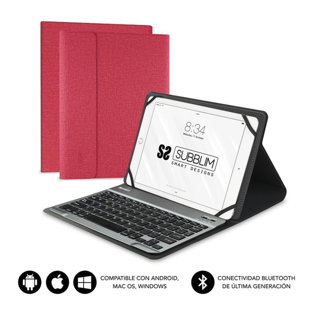 Capa com Teclado SUBBLIM Keytab Pro (Micro-USB - Qualquer marca - Bluetooth - Vermelho)
