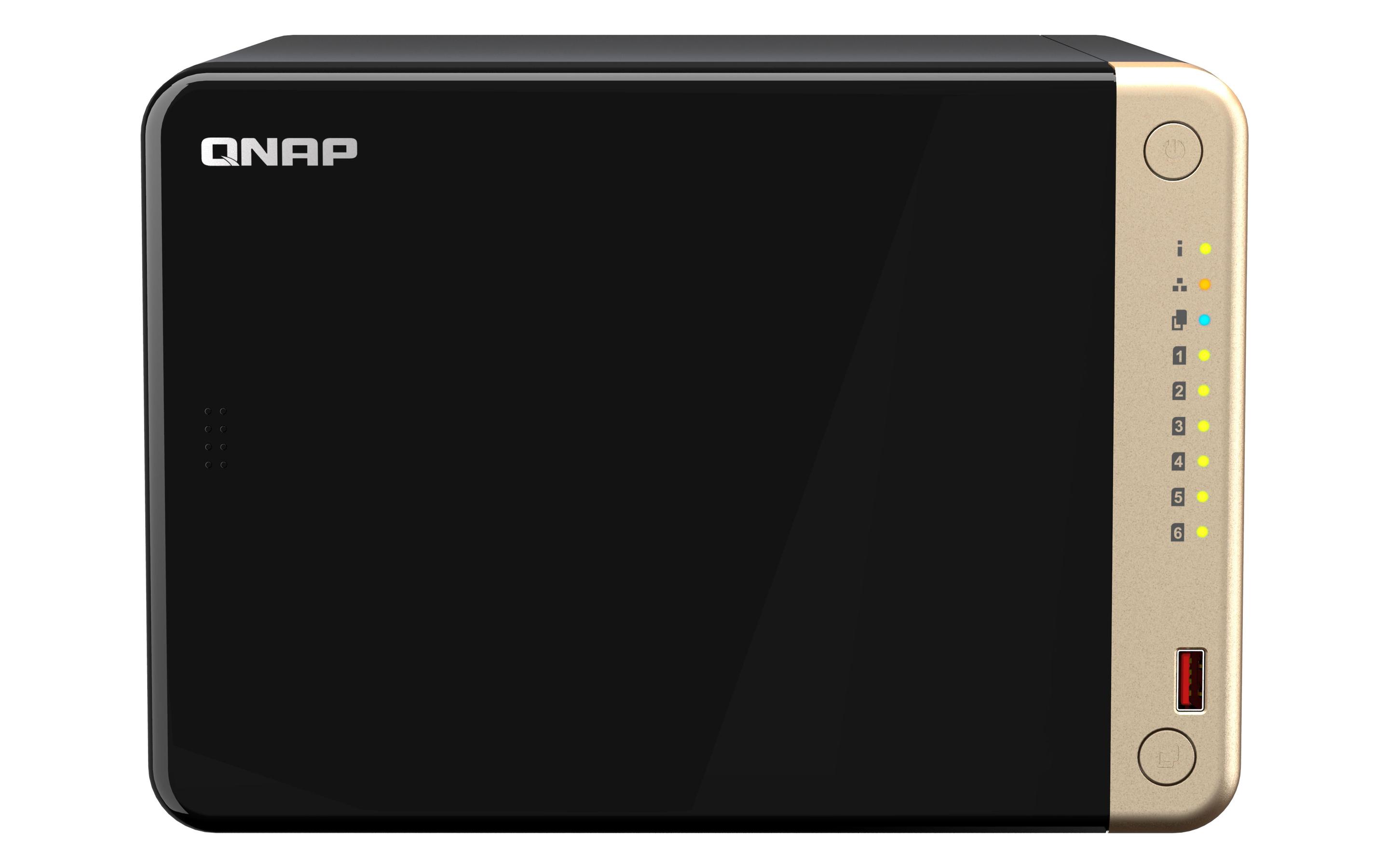 NAS QNAP TS-664-8G (M.2, Serial ATA III - 8 GB - 6 baias - Preto e Bronze)
