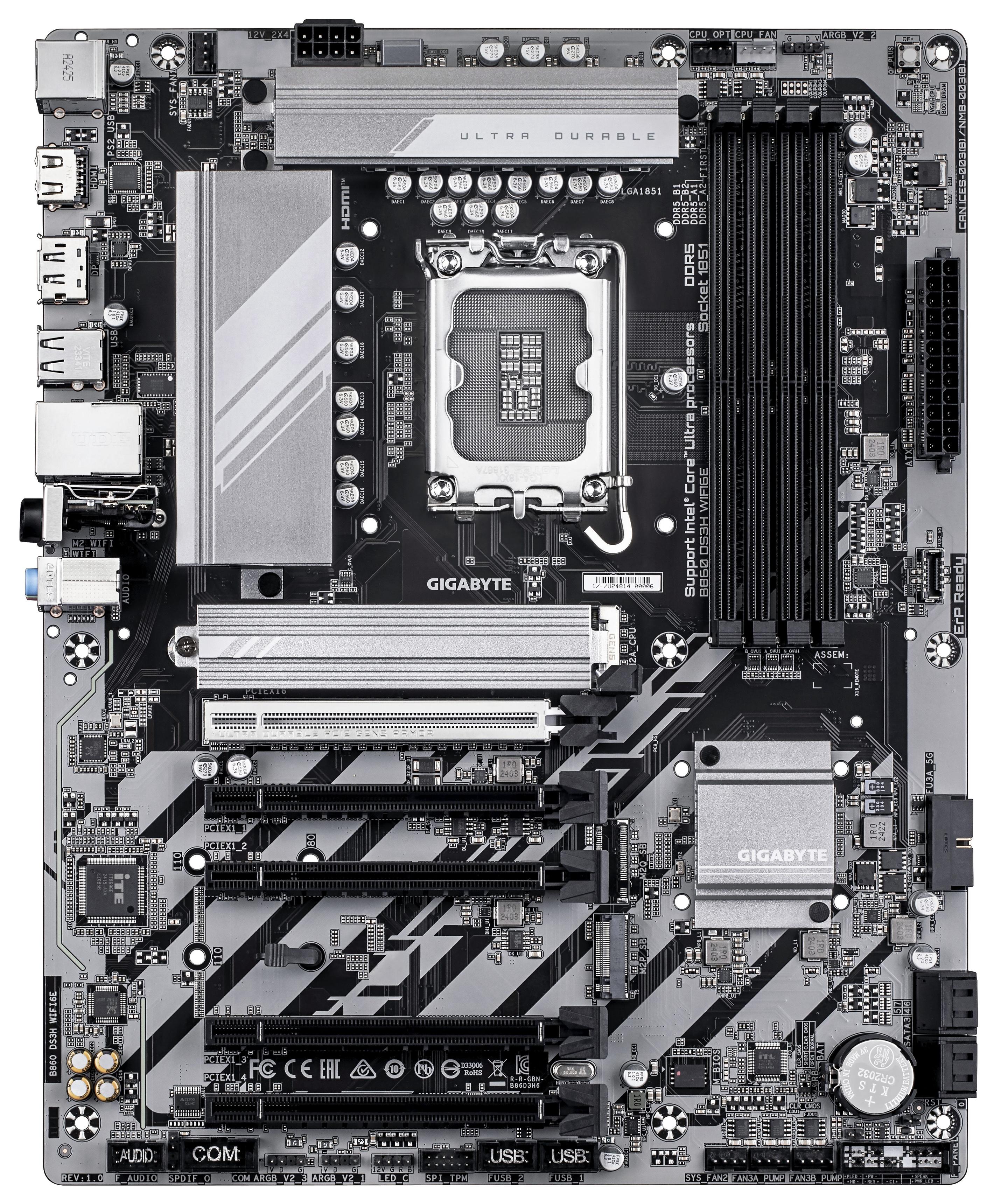 Motherboard GIGABYTE B860 DS3H WIFI6E (LGA 1851 (Socket V1) - Intel Core Ultra Série 2 - ATX) — miniatura 2