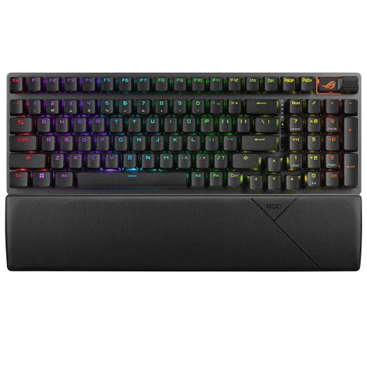 Teclado ASUS ROG Strix Scope II 96 Wireless (Interruptor de chave mecânico - 96% - USB + RF Wireless + Bluetooth - Preto)