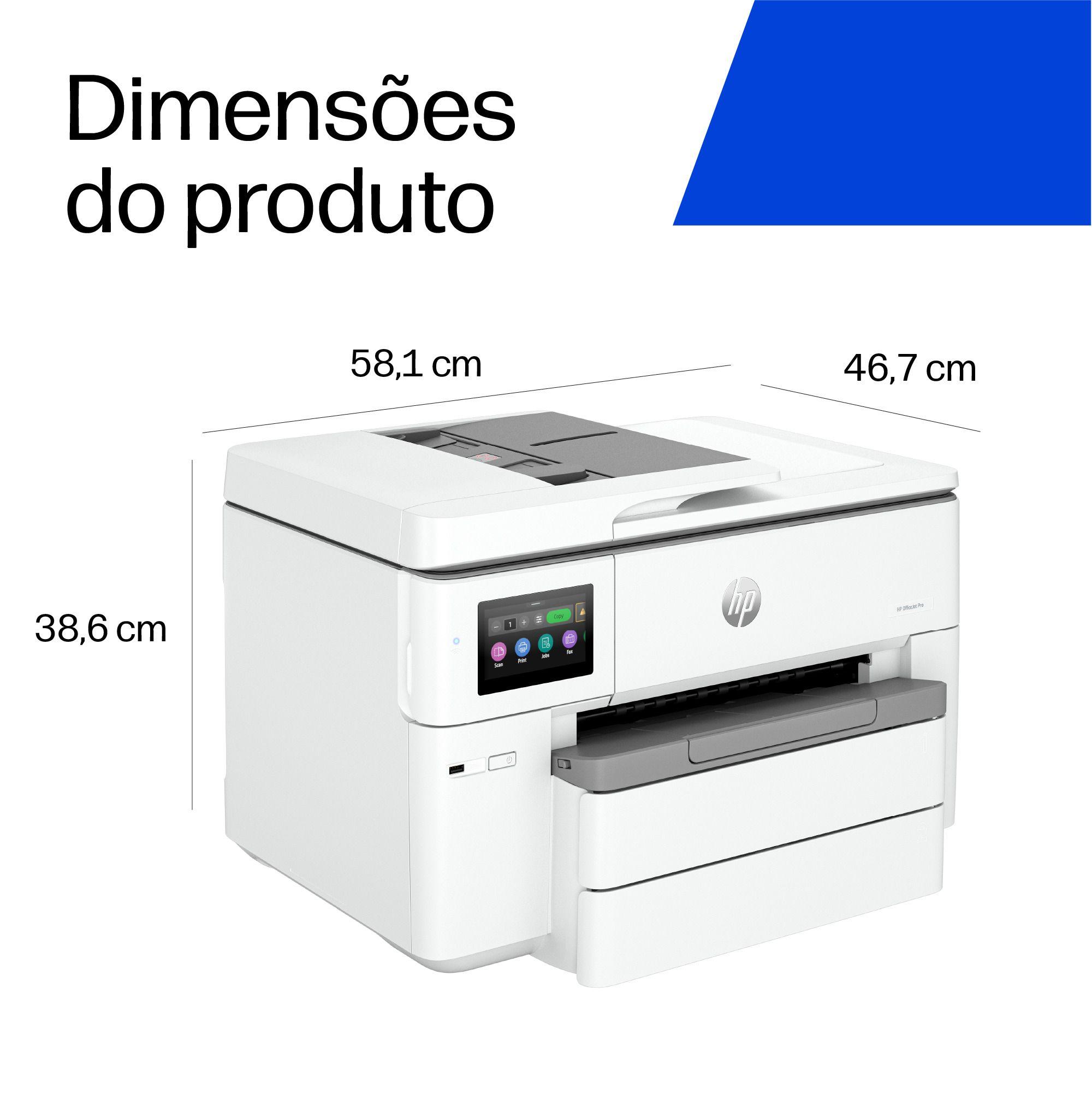 Impressora Multifunções HP OfficeJet Pro 9730e (A3 - Impressão a cores - 500 folhas - Cinzento), miniatura 8