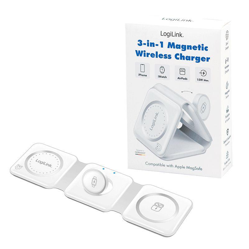 Carregador Magnético Sem Fios LOGILINK PA0344 (15 W - iPhone, Apple Watch, AirPods - Qi - Branco), miniatura 9