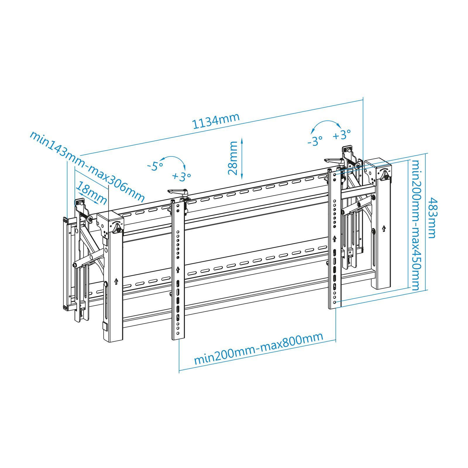 Suporte de Parede para VideoWall TOOQ TQVW5470T (54"-70" - 70 kg - Preto), miniatura 9