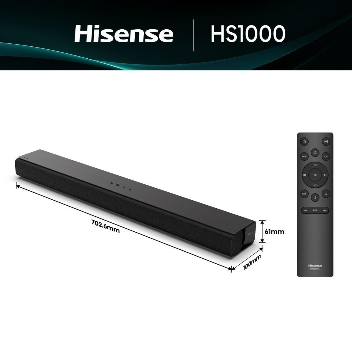 Barra de Som HISENSE HS1000 (120 W - Com fios e Bluetooth - Preto) — miniatura 2