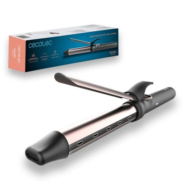 Modelador de Cabelo CECOTEC Bamba SurfCare Epic Curly Sphere (Cerâmica e turmalina - 3,2 cm - Preto e Bronze)