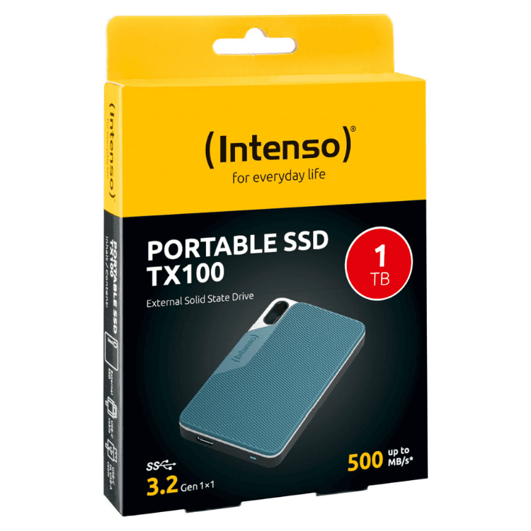 Disco SSD Externo INTENSO TX100 (1 TB - USB 3.2 Gen 1x1 - USB-C - Azul e Cinzento) — miniatura 3