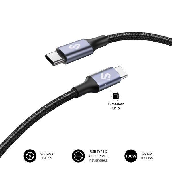 Cabo USB-C SUBBLIM SUBCAB-C10002 (2 m - USB C - Preto) — miniatura 2