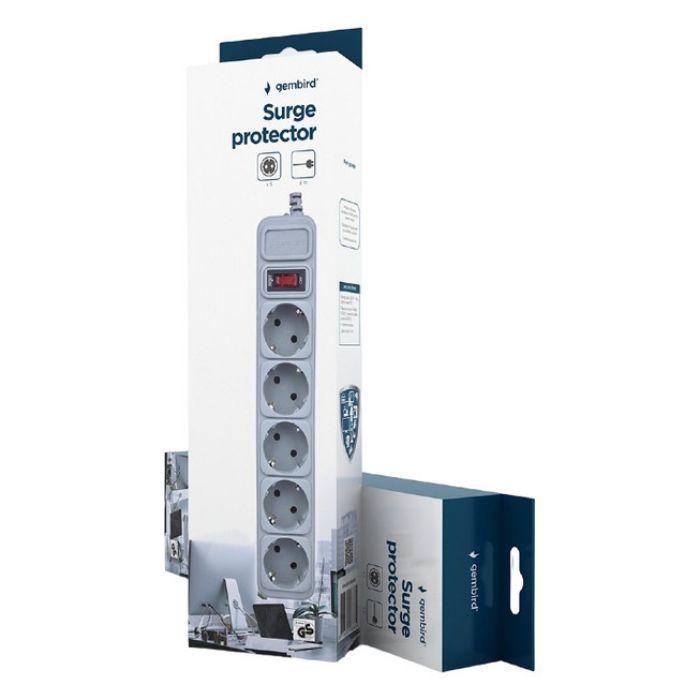 Bloco de Tomadas GEMBIRD SPG3-B-10C (3 m - 5 x Schuko - Cinza), miniatura 2