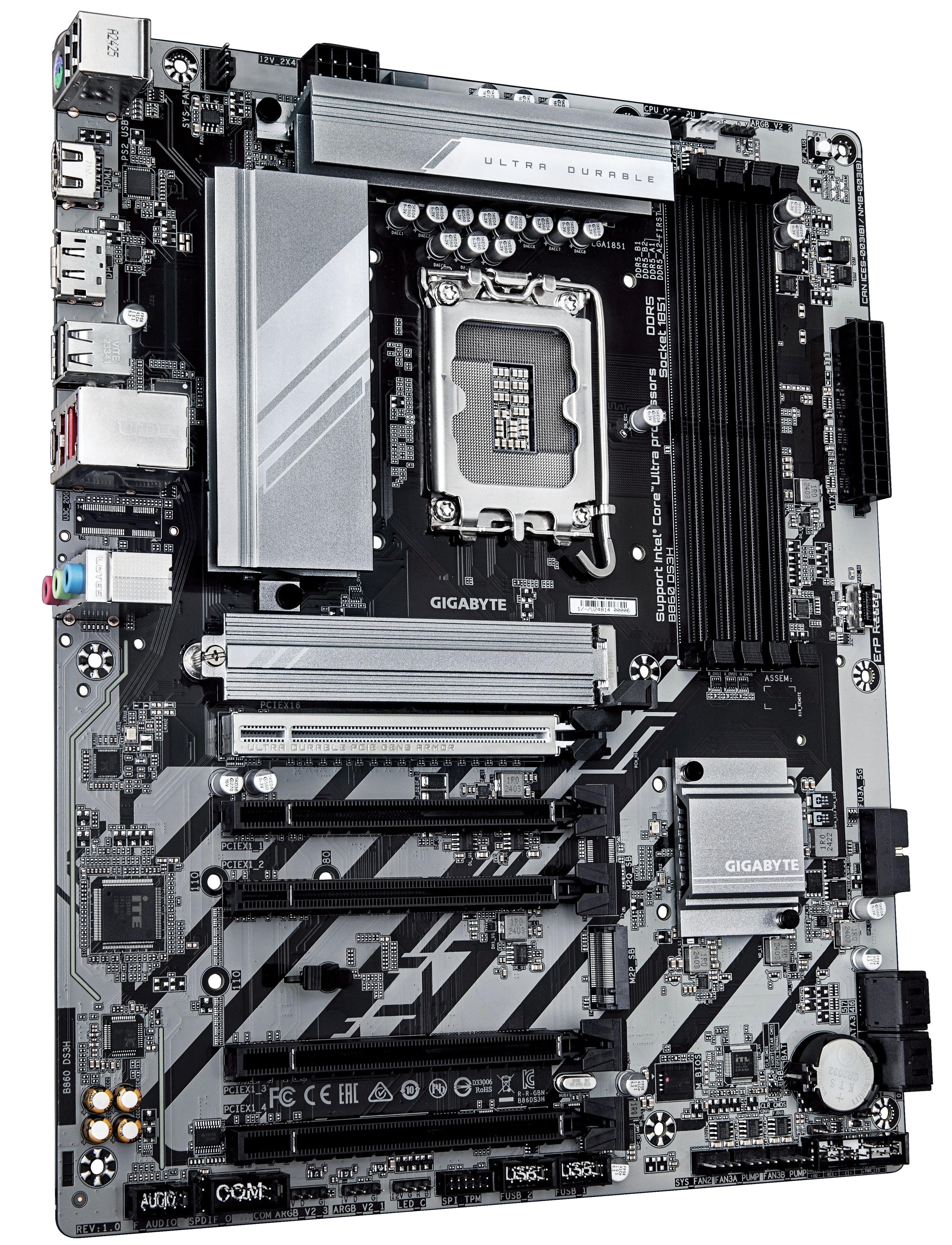 Motherboard GIGABYTE B860 DS3H (LGA 1851 (Socket V1) - ATX - Duplo canal - Castanho escuro), miniatura 3
