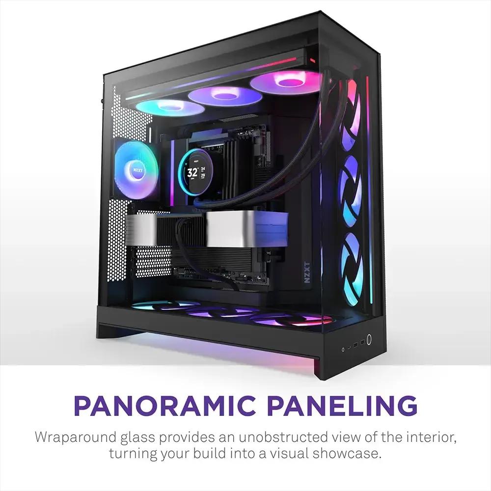 Caixa PC NZXT H9 Flow RGB (2025) (ATX, EATX, micro ATX, Mini-ITX - Midi Tower - Vidro temperado, SGCC, rede - Preto) — miniatura 4