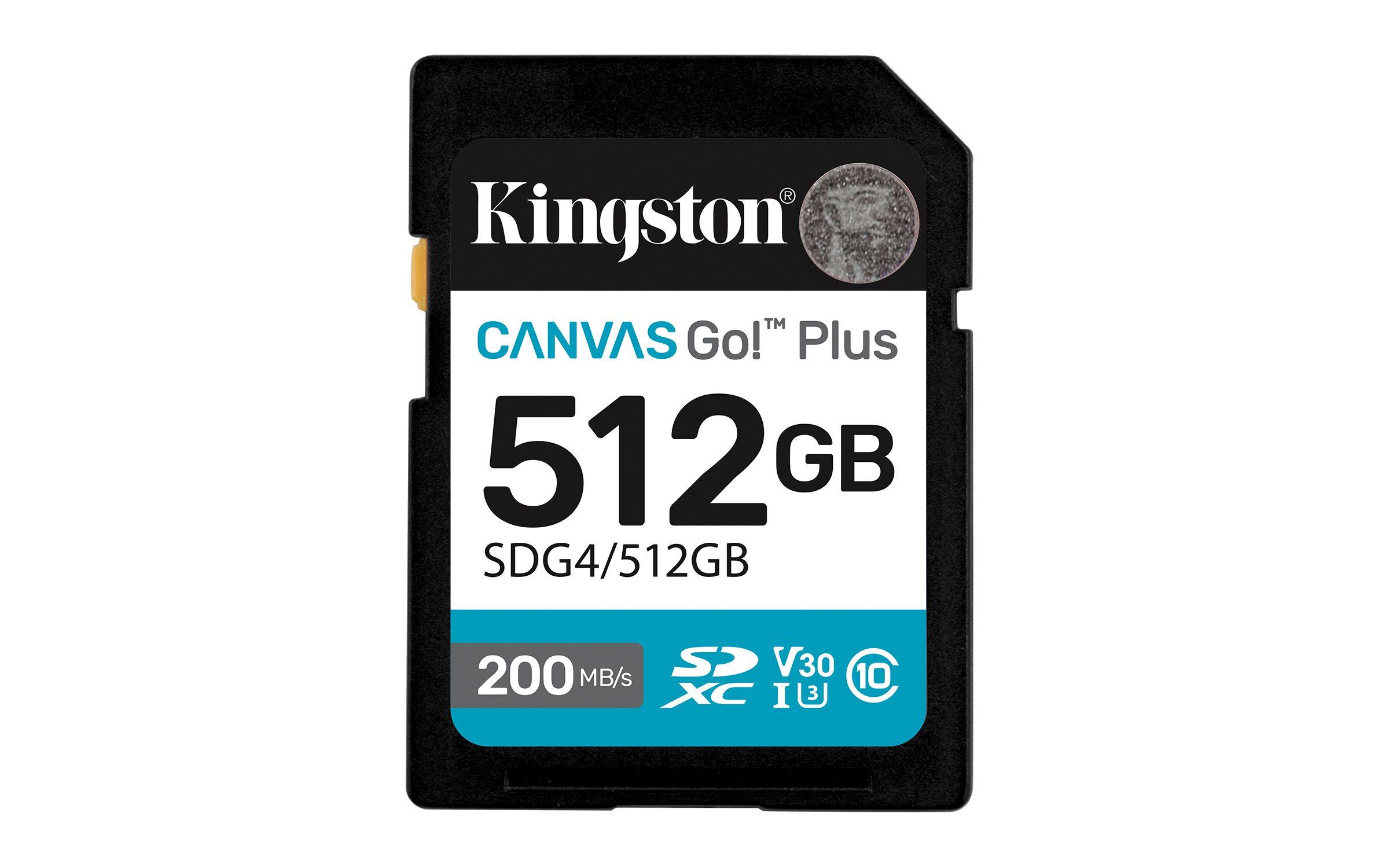 Cartão de Memória KINGSTON Canvas Go! Plus (512GB - Classe 10 - 200 MB/s - Preto)
