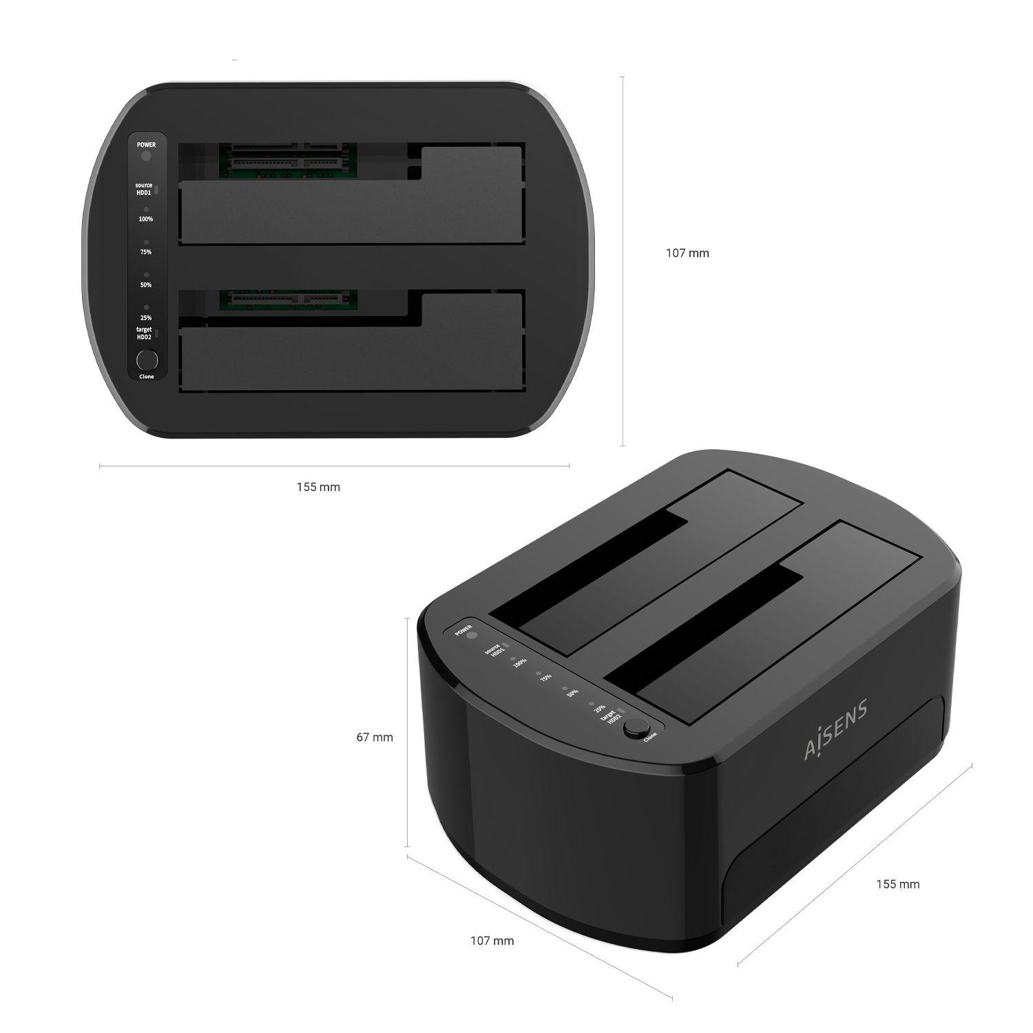 Estação de Docking AISENS ASDS-D03B (2.5,3.5" - 4200RPM / 5400RPM / 7200RPM - Preto) — miniatura 4