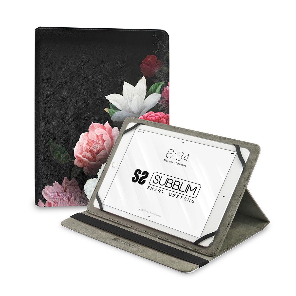 Capa Universal para Tablet SUBBLIM Trendy Case Rosas (Poliuretano - Multicor)