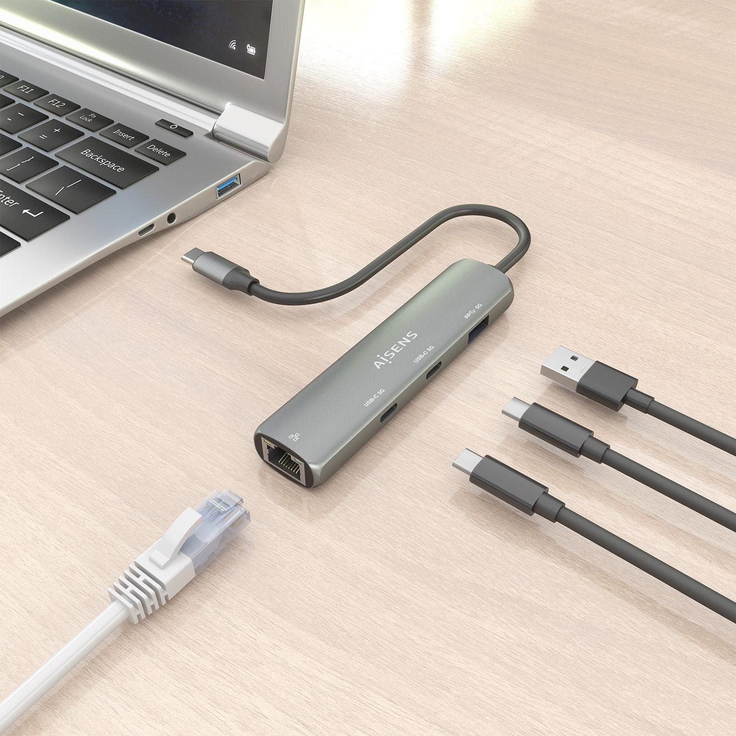 Adaptador de Rede USB-C AISENS ASUC-4P040-GR (0,15 m - Windows 10, Windows 11 - Cinzento), miniatura 7