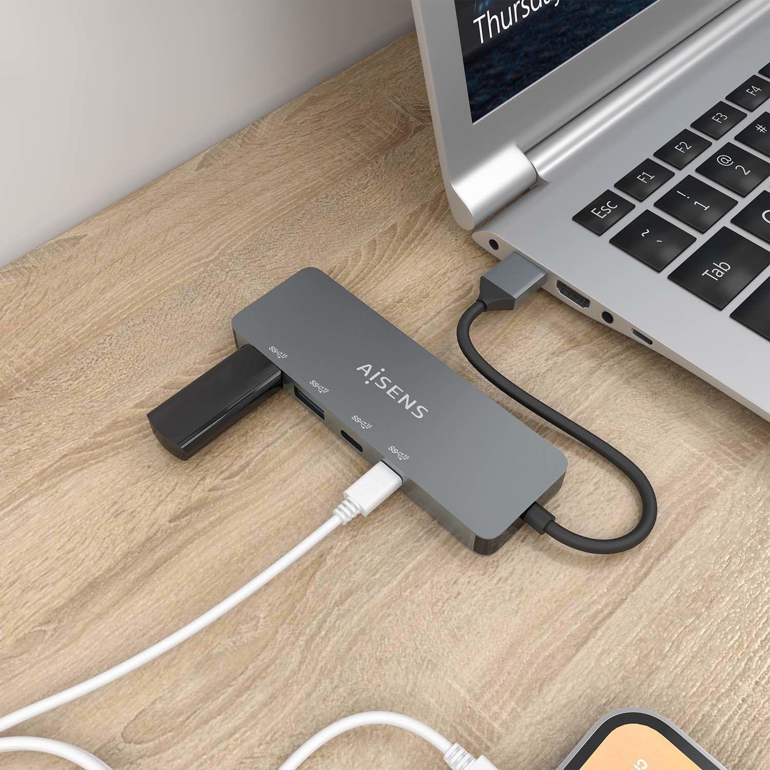 Hub USB AISENS A106-0696 (0,15 m - Cinzento) — miniatura 4
