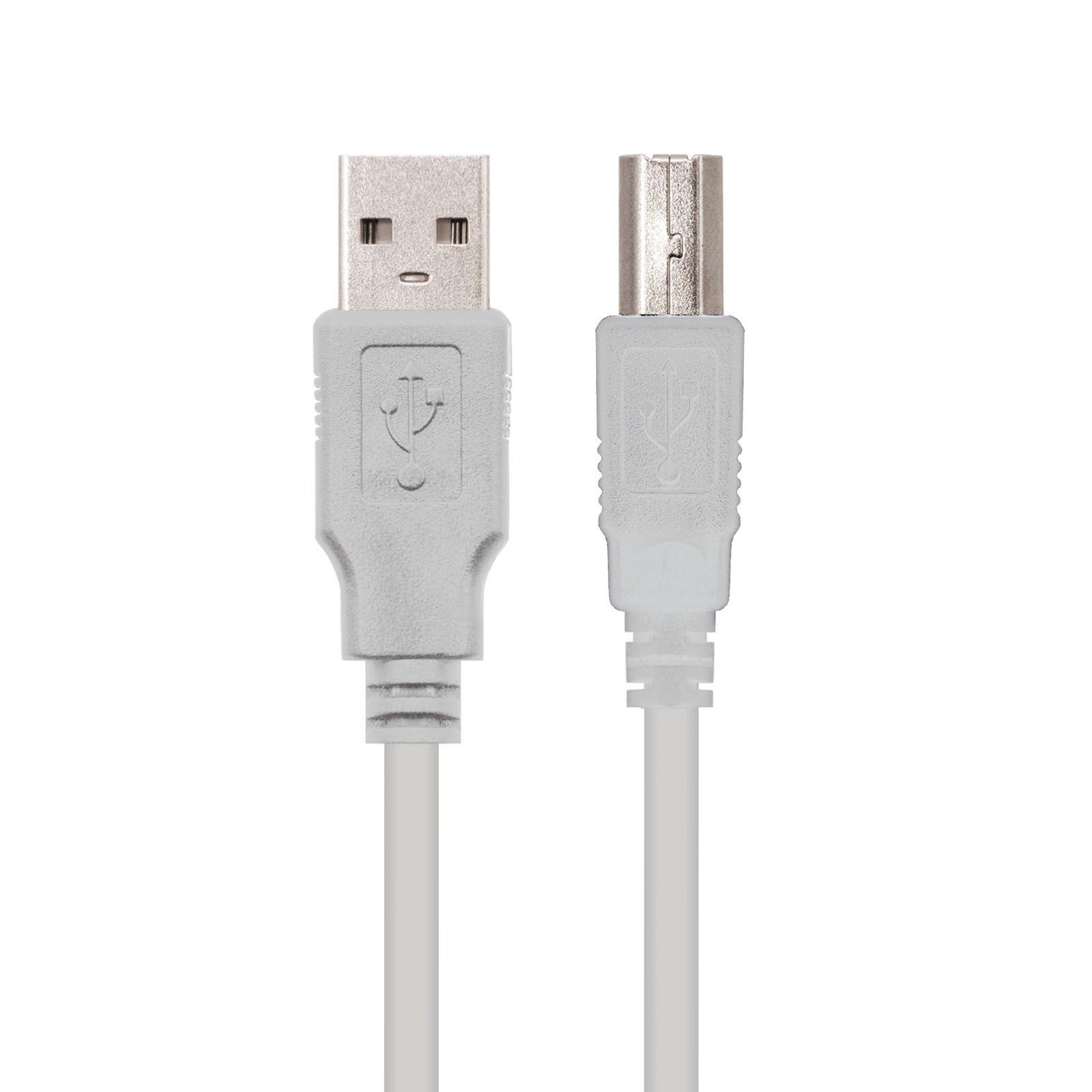 Cabo USB para Impressora NANOCABLE 10.01.0103 (1,8 m - USB-A - USB-B - Bege) — miniatura 2