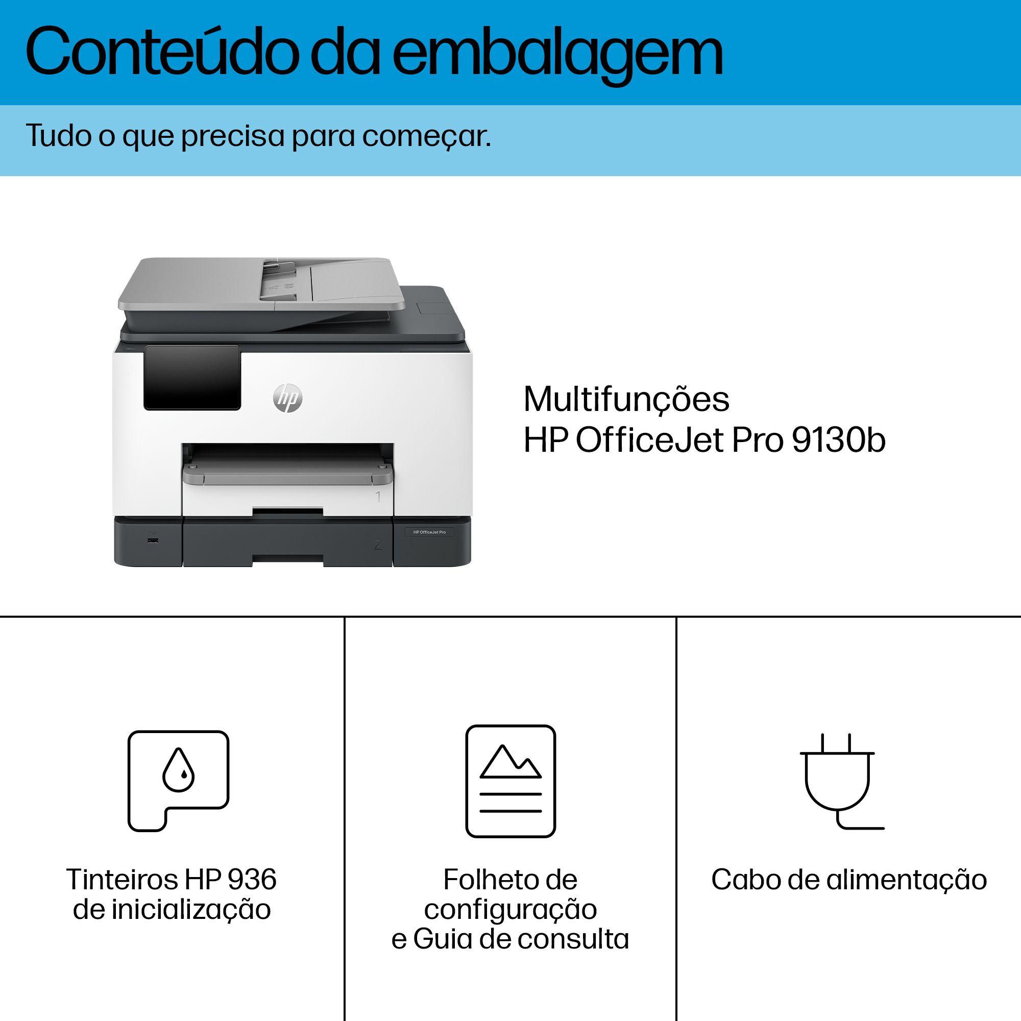 Impressora Multifunções HP OfficeJet Pro 9130b (A4 - Impressão a cores - 500 folhas - Cinzento), miniatura 4