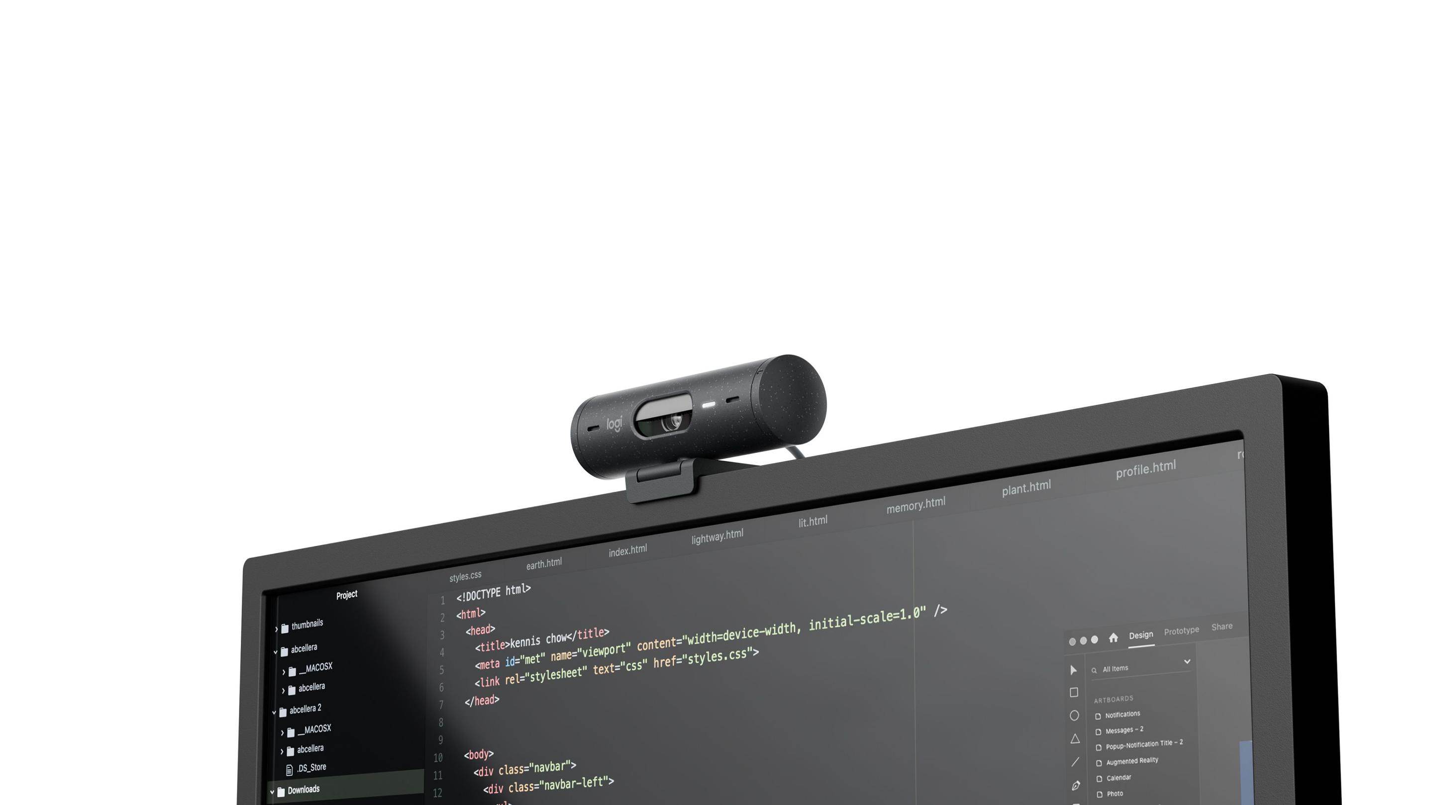 Webcam LOGITECH Brio 500 (USB Tipo C - Grafite), miniatura 5
