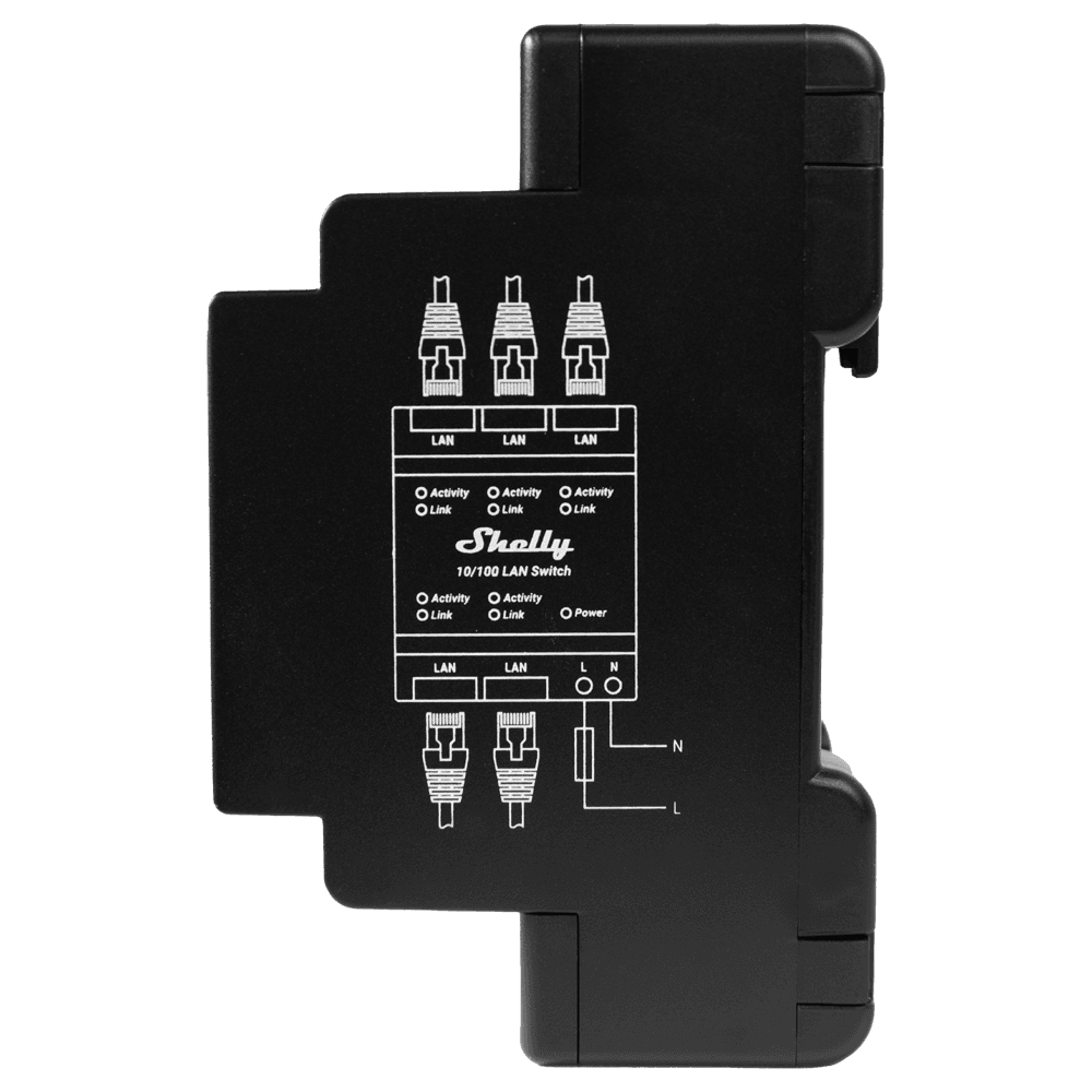 Switch Ethernet SHELLY LAN Switch (5 x RJ45 - 1 unidade - 10/100 Mbps - Preto), miniatura 4