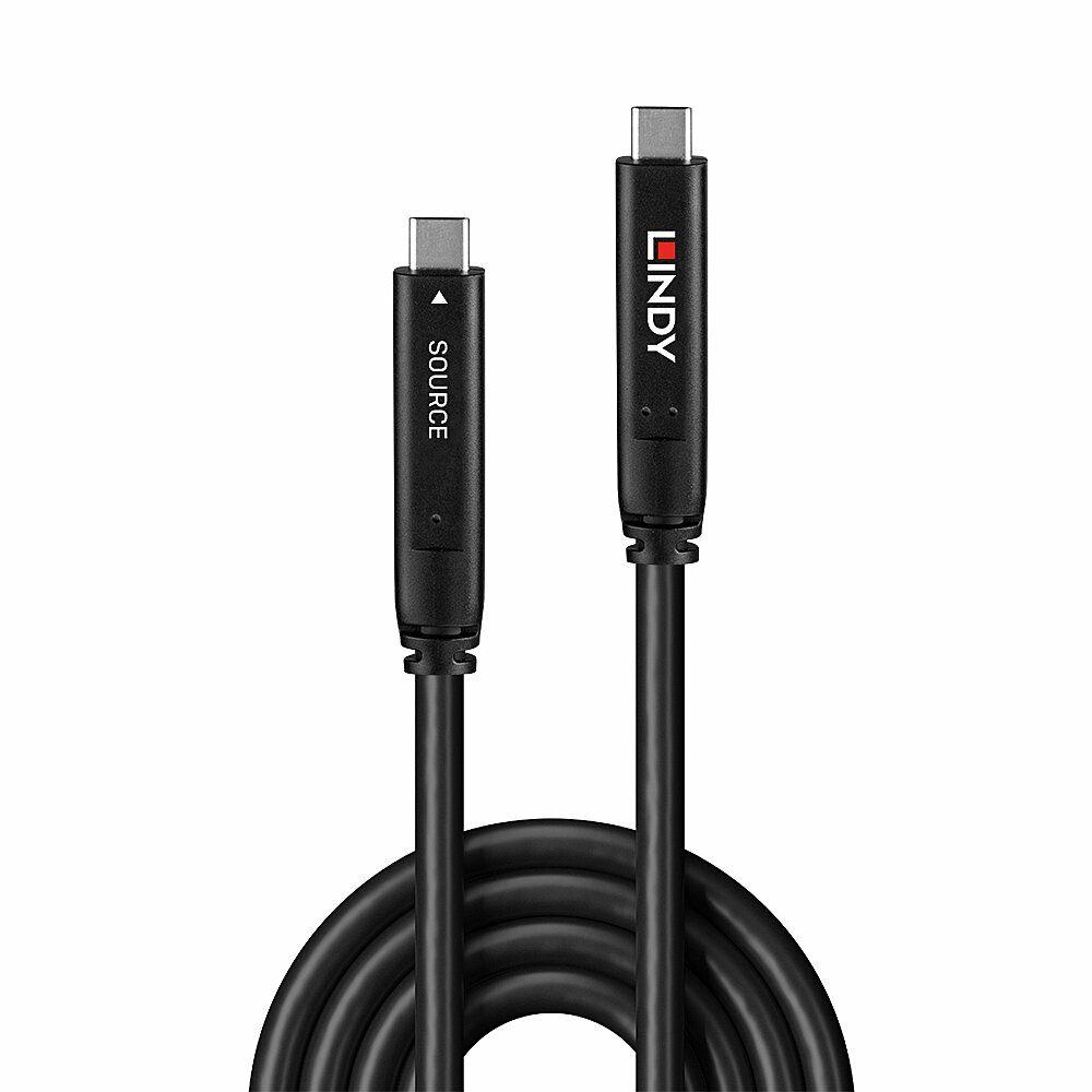 Cabo USB-C para USB-C de Fibra Ótica Híbrida LINDY 43399 (15 m - USB C - Preto), miniatura 2