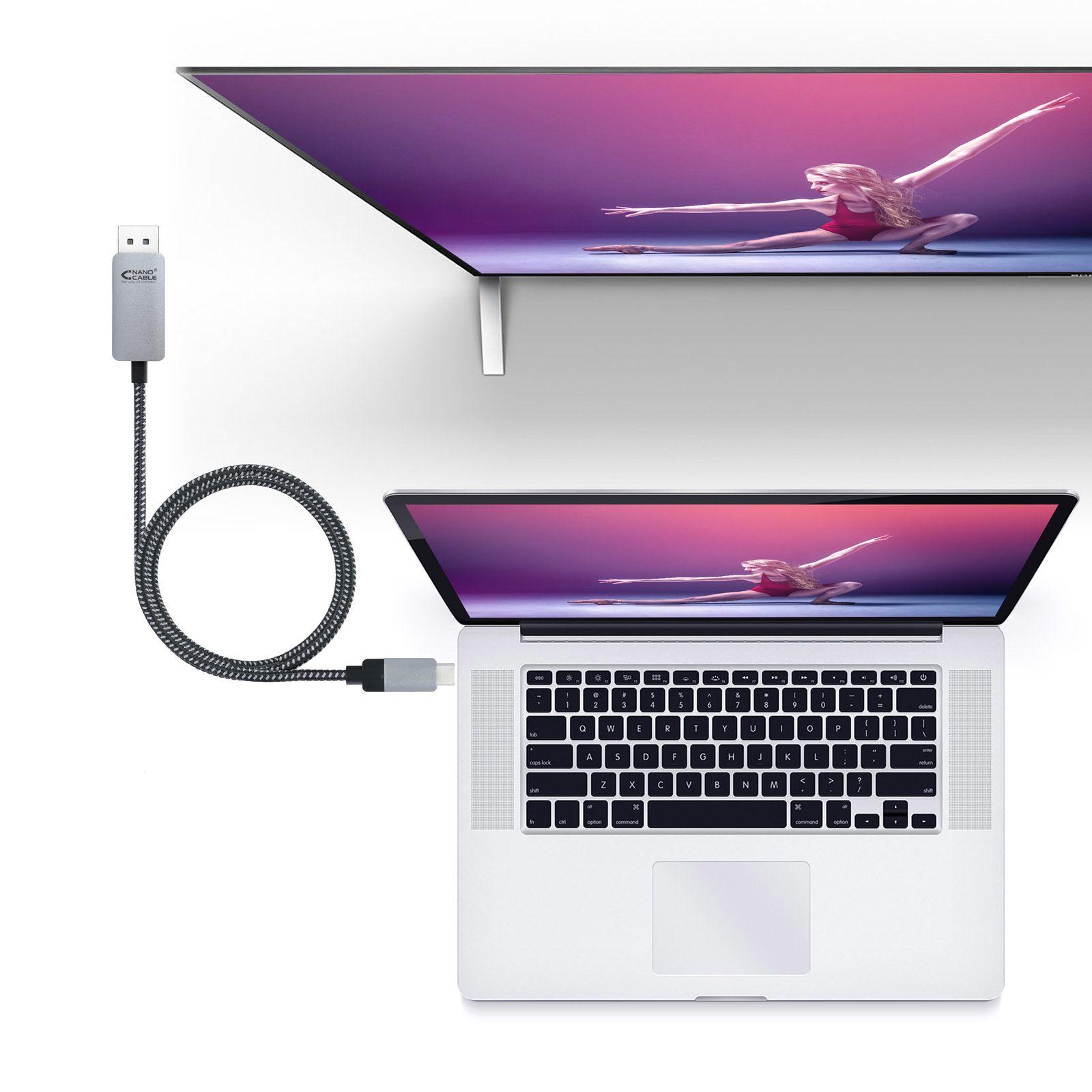 Cabo de Vídeo USB-C para DisplayPort NANOCABLE 10.15.5002 (1,8 m - USB Type-C macho - DisplayPort macho - Preto) — miniatura 4