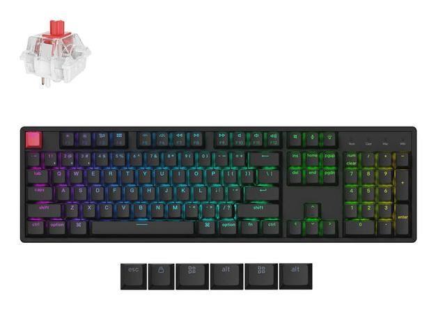 Teclado KEYCHRON K10 QMK V2 (Inglês - Cherry MX Red - Tamanho completo - Preto)