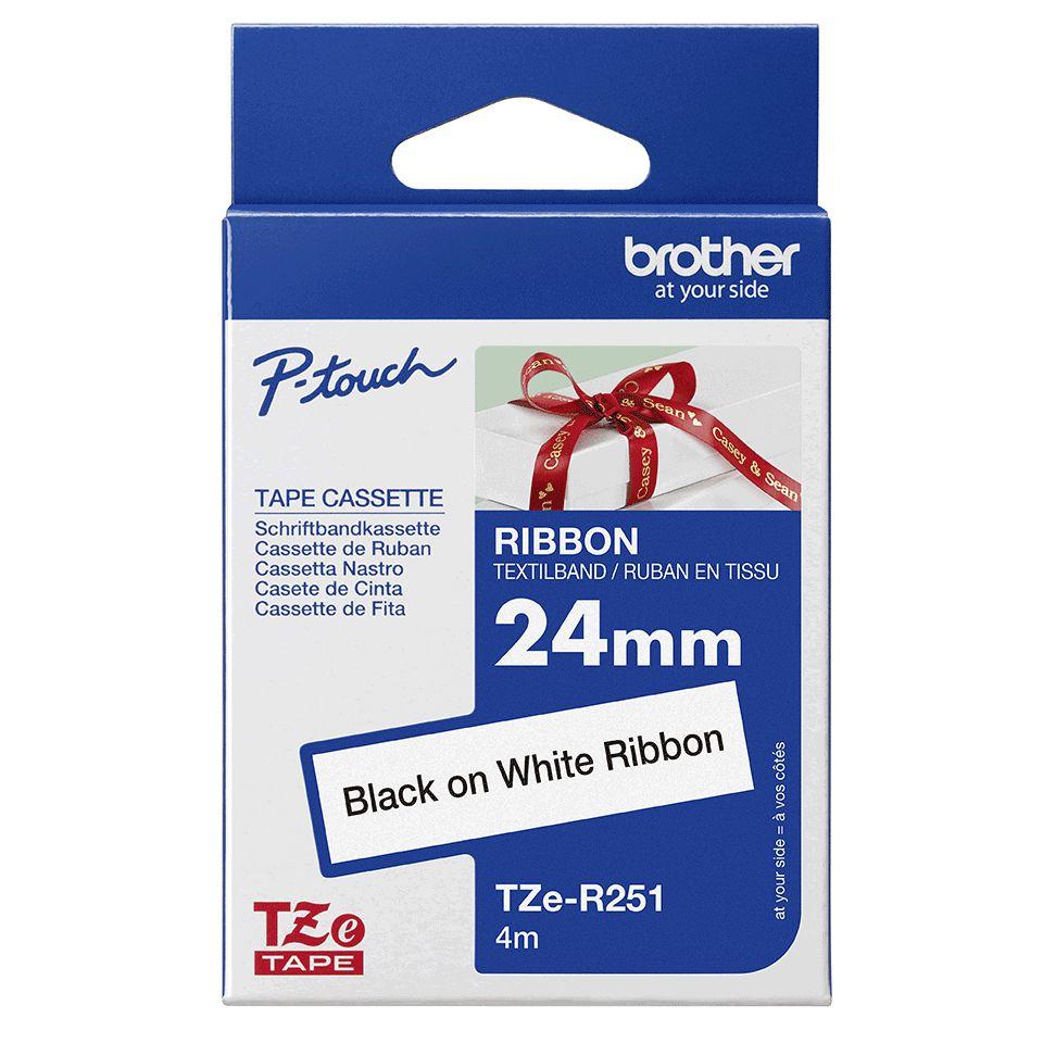 Fita de Rotuladora BROTHER TZe-R251 (Preto sobre Branco), miniatura 4