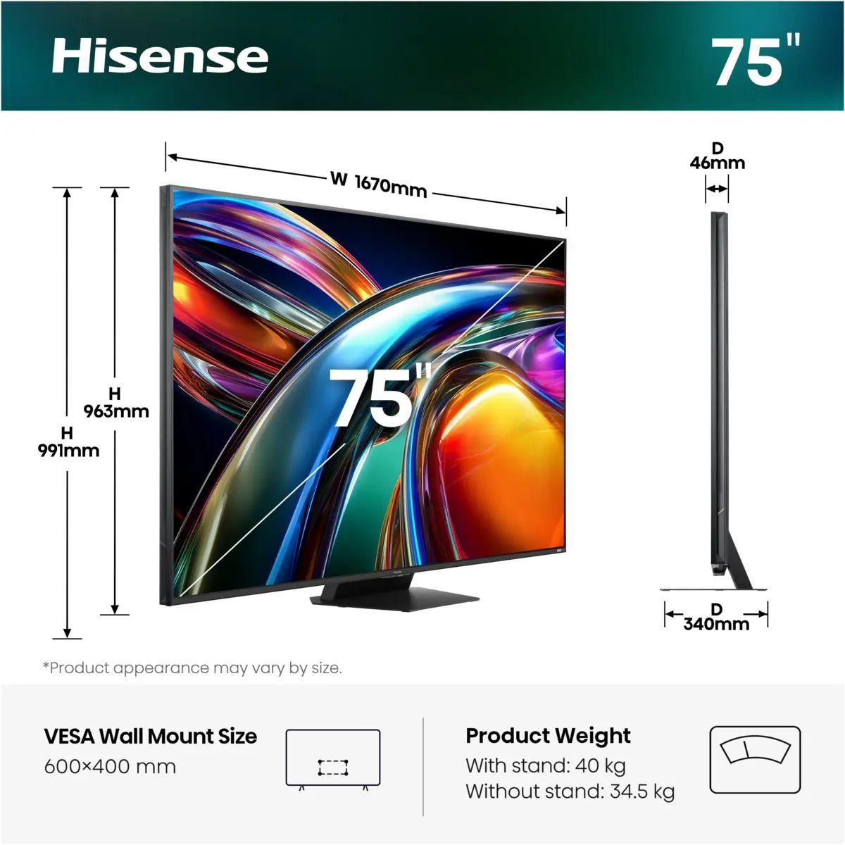 Televisão HISENSE TV 75UR9S (75" - 4K UHD - RGB Mini LED - 180 Hz - Cinzento) — miniatura 12
