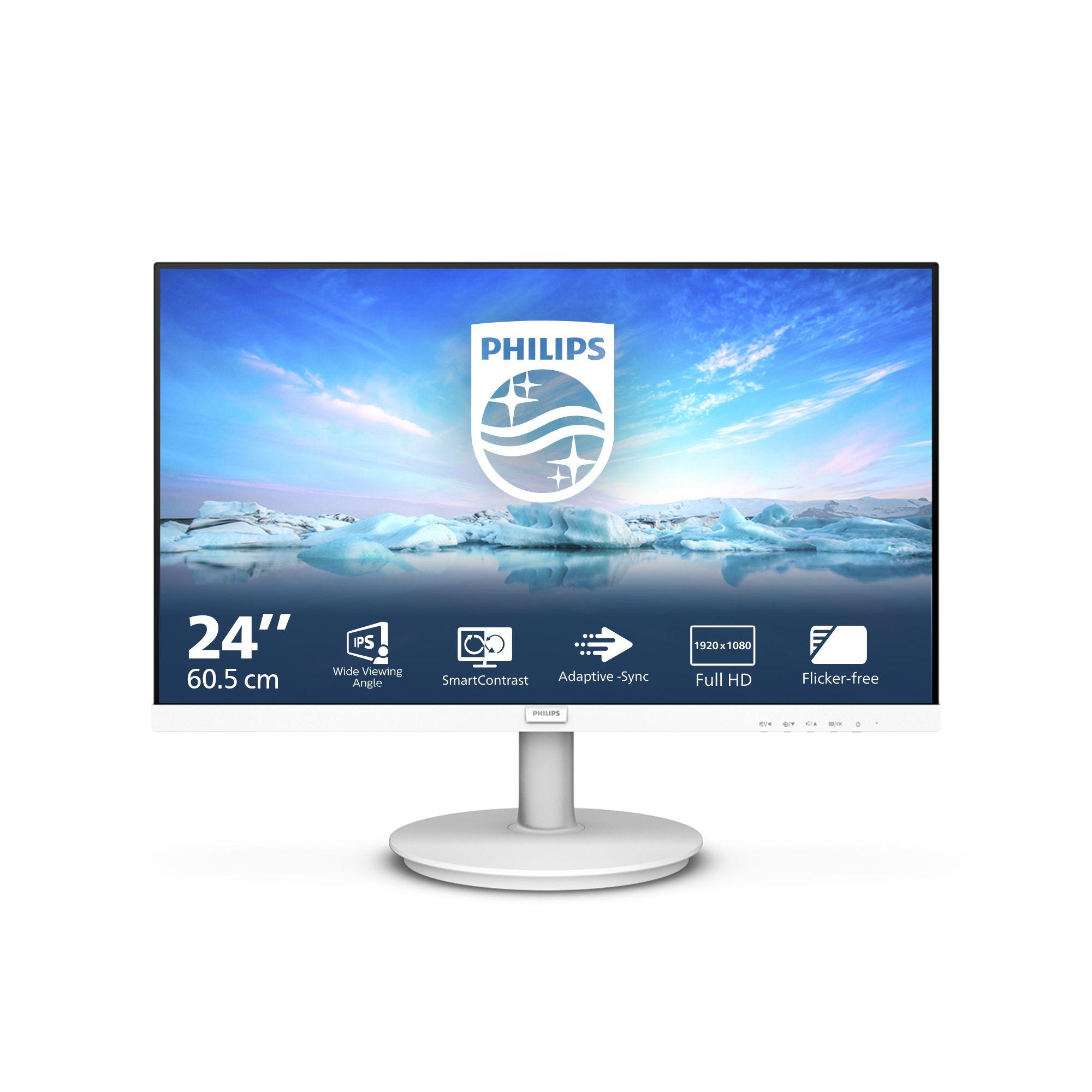 Monitor PHILIPS 241V8AW/00 (23,8" - IPS - 75 Hz - Branco)