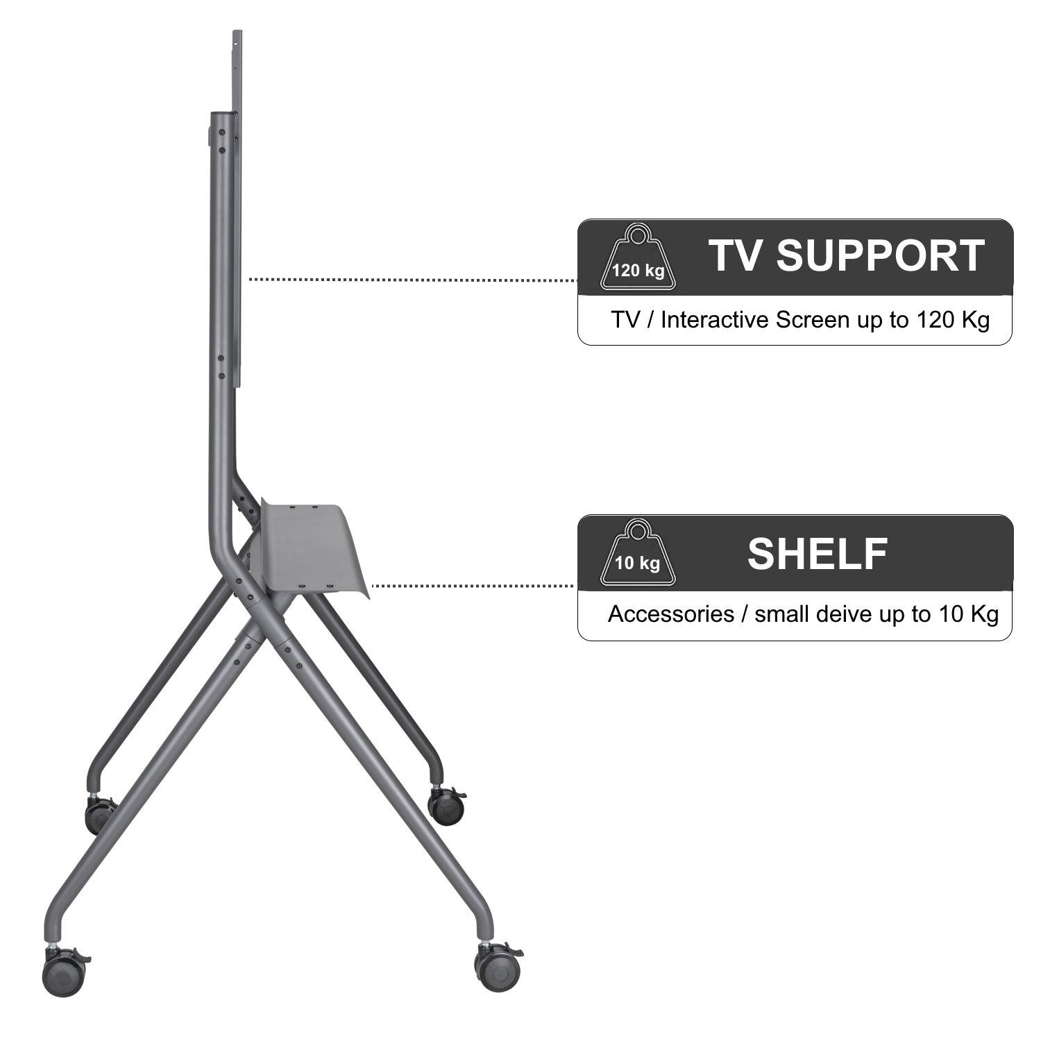 Suporte Móvel de Chão para Televisão EWENT EW1542 (50″ a 86″ - 120 kg - Preto), miniatura 5