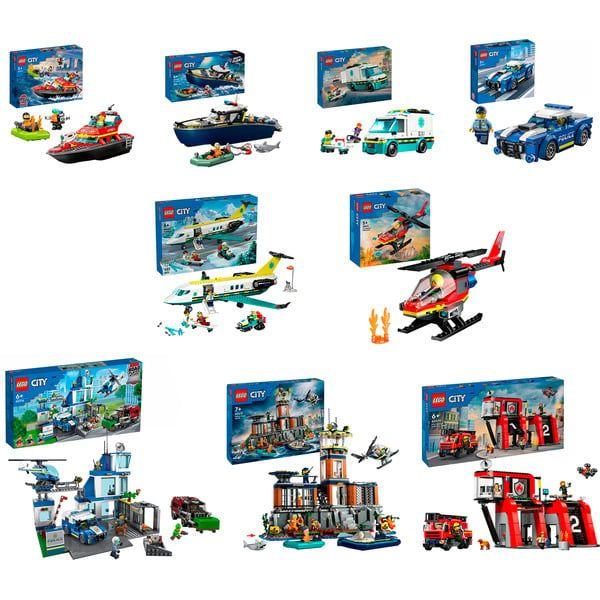 Conjunto de Construção LEGO City Rescue Service Bundle (9 modelos - 1912 peças)