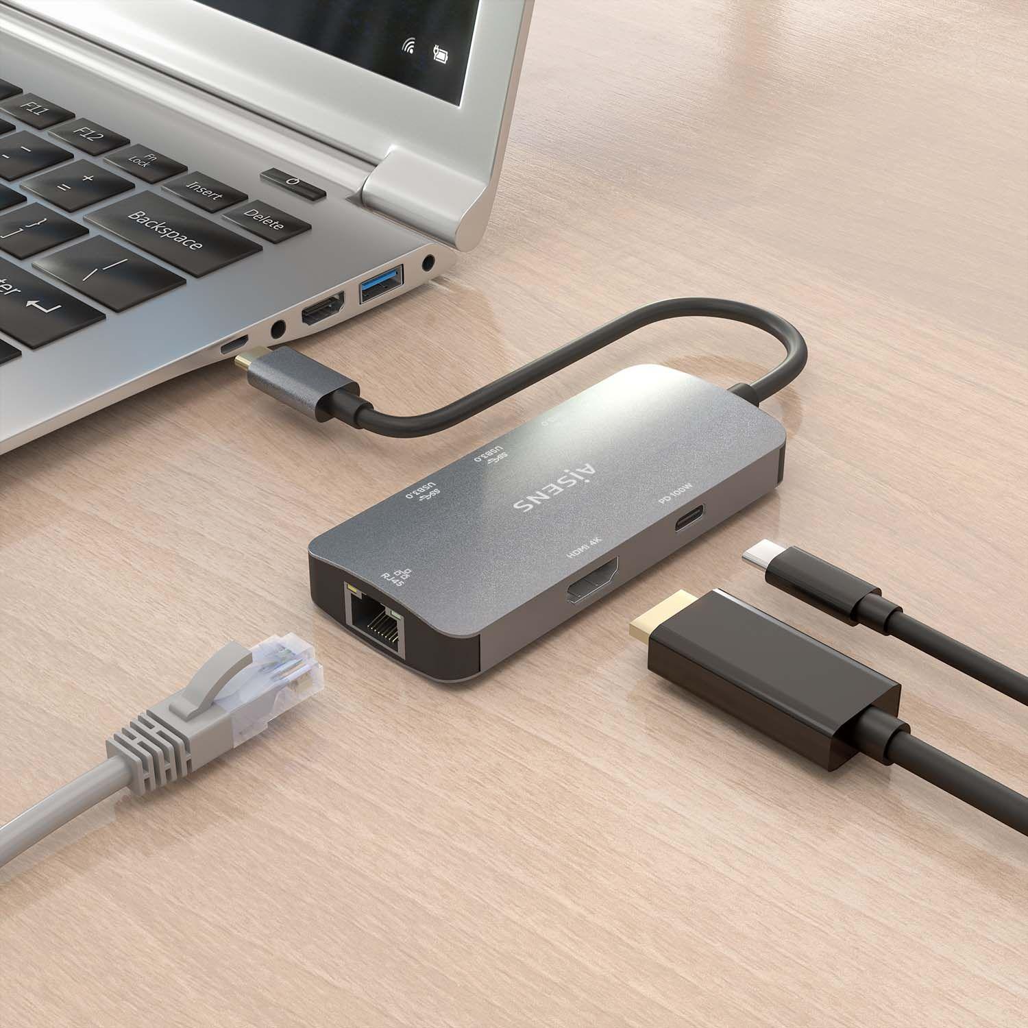 Hub USB-C AISENS ASUC-6P019-GR (0,15 m - Windows 10, Windows 11 - Cinzento) — miniatura 6