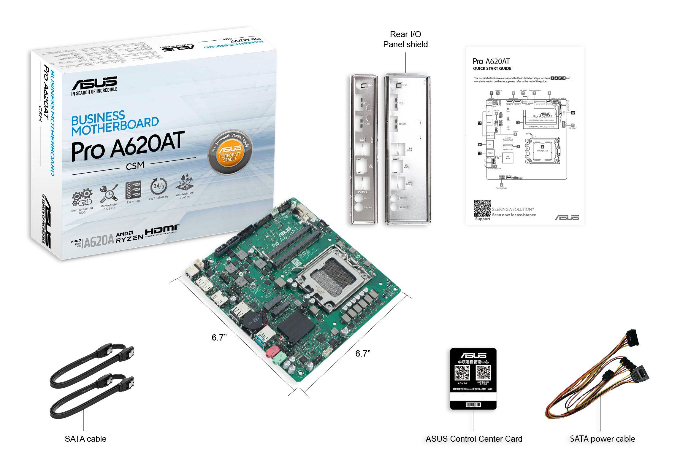 Motherboard ASUS PRO A620AT-CSM (AM5 - Thin Mini-ITX - Duplo canal - Verde), miniatura 5