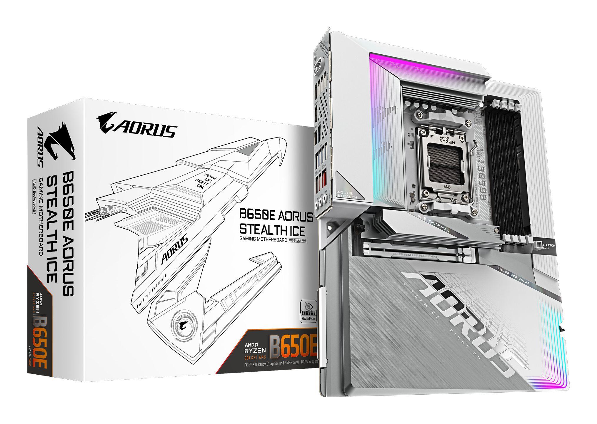 Motherboard GIGABYTE B650E AORUS STEALTH ICE (AM5 - ATX - Duplo canal - Branco)