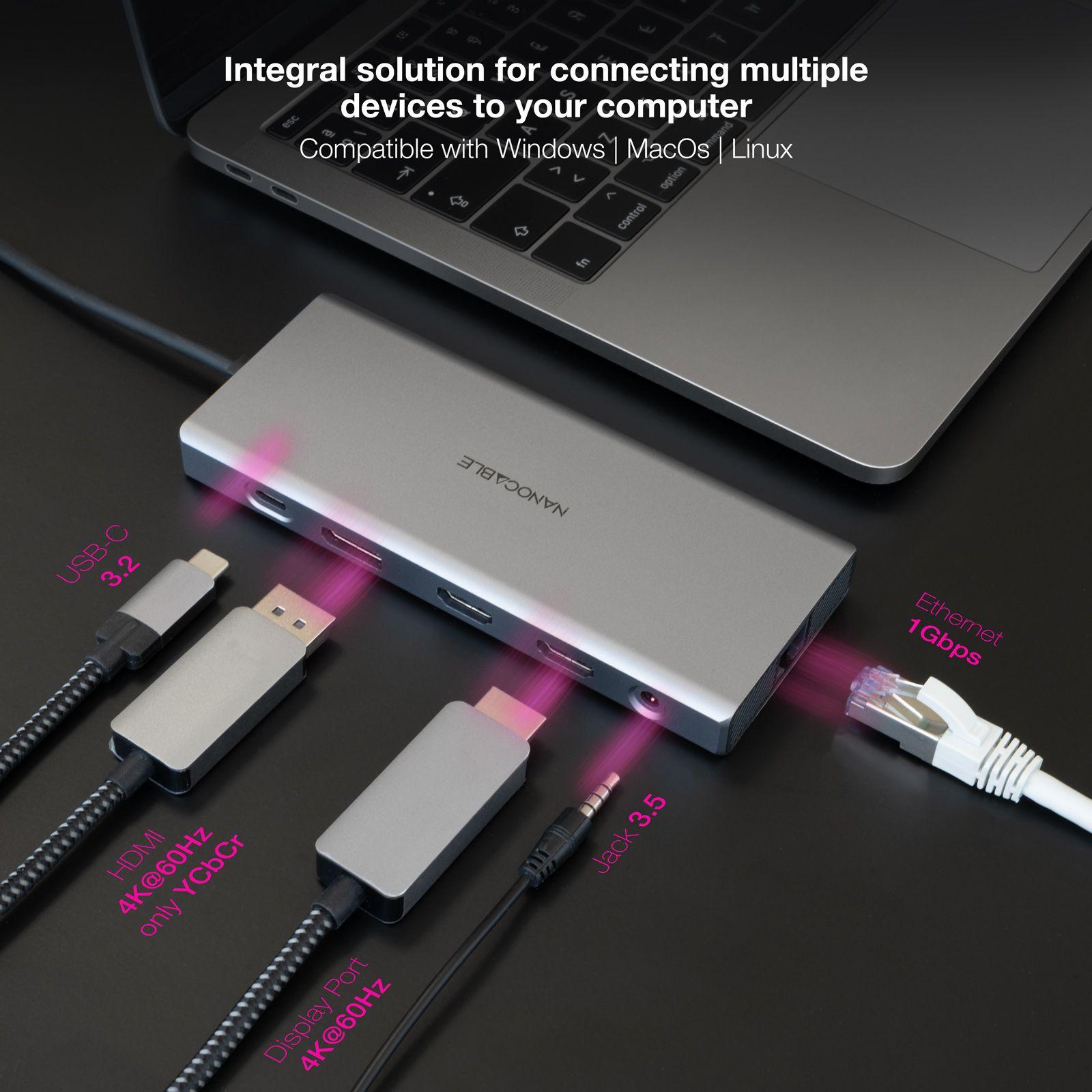 Hub USB-C NANOCABLE 10.16.4612 (0,18 m - Cinzento) — miniatura 5