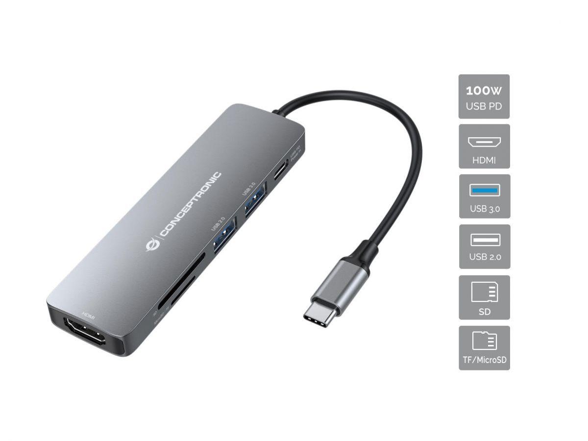 Dock USB-C CONCEPTRONIC DONN11G (0,12 m - Cinzento)