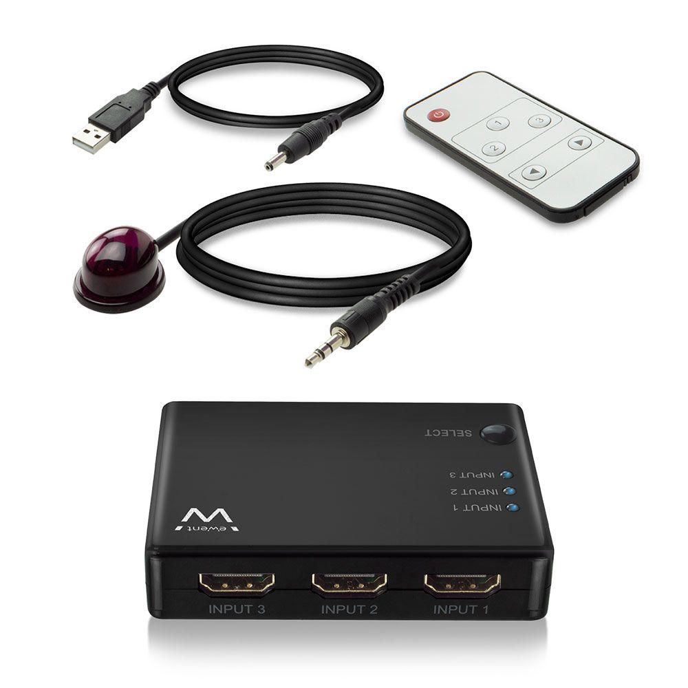 Comutador HDMI EWENT EW3730 (30 Hz - Preto) — miniatura 3