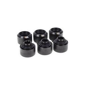 Conjunto de 6 Racores para Tubo Rígido ALPHACOOL Eiszapfen 16mm HardTube Anschraubtülle G1/4 - Deep Black Sixpack (16 mm - Rosca G1/4 - Preto)