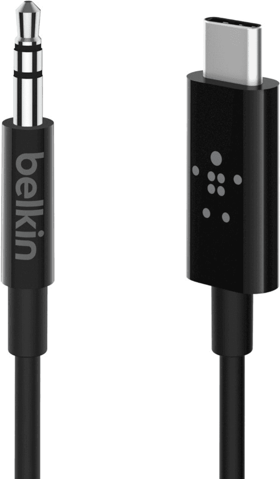 Cabo Adaptador de Áudio USB-C para Jack 3,5 mm BELKIN RockStar F7U079BT03-BLK (91,4 cm - 3,5 mm - USB-C - Preto)