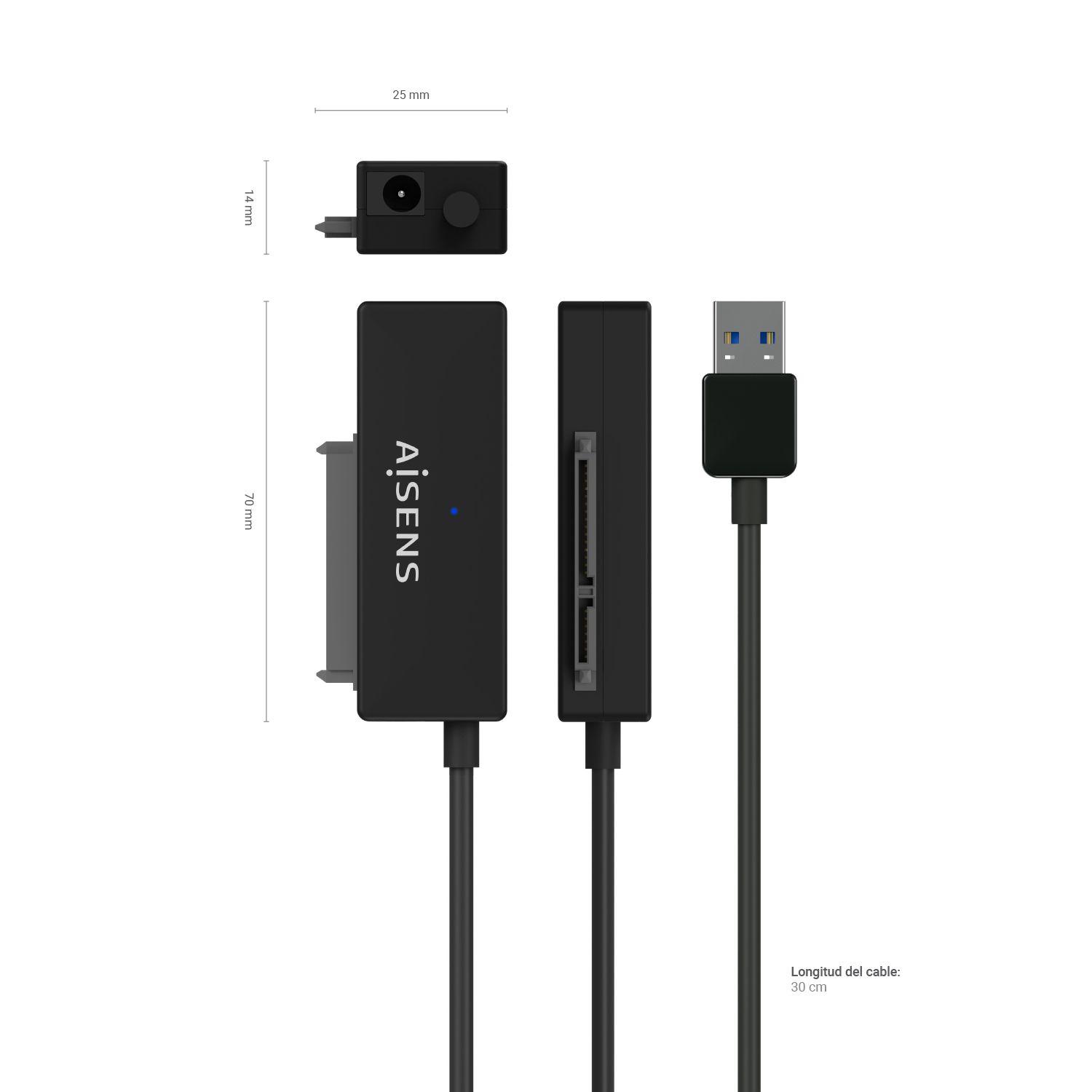 Adaptador SATA para USB-A AISENS ASE-35A01B (2,5/3,5 polegadas - 4200 RPM / 5400 RPM / 7200 RPM - Preto), miniatura 4