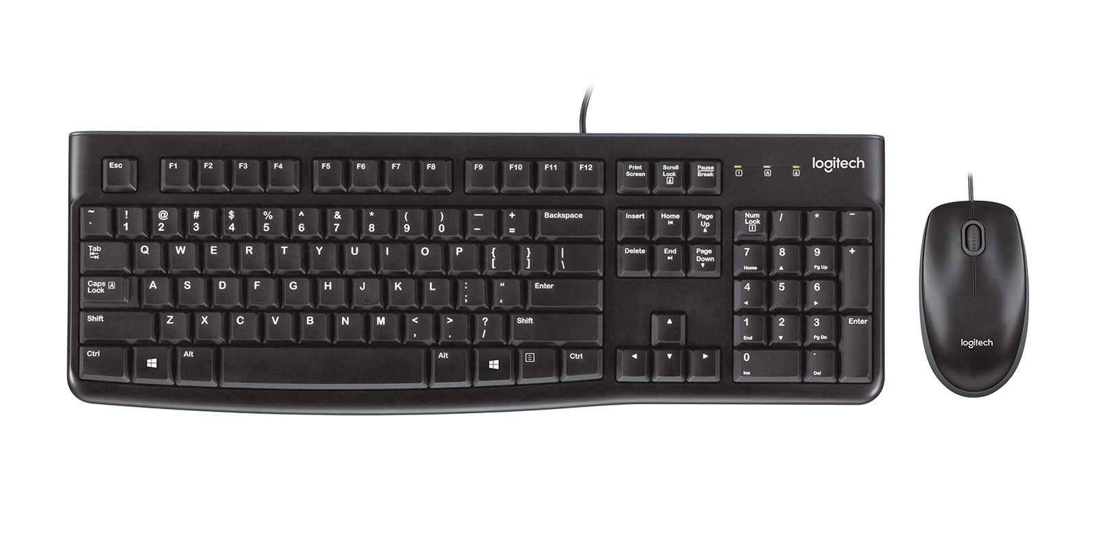 Conjunto de Teclado e Rato LOGITECH MK120 (Espanhol - USB - Com fios - Preto)