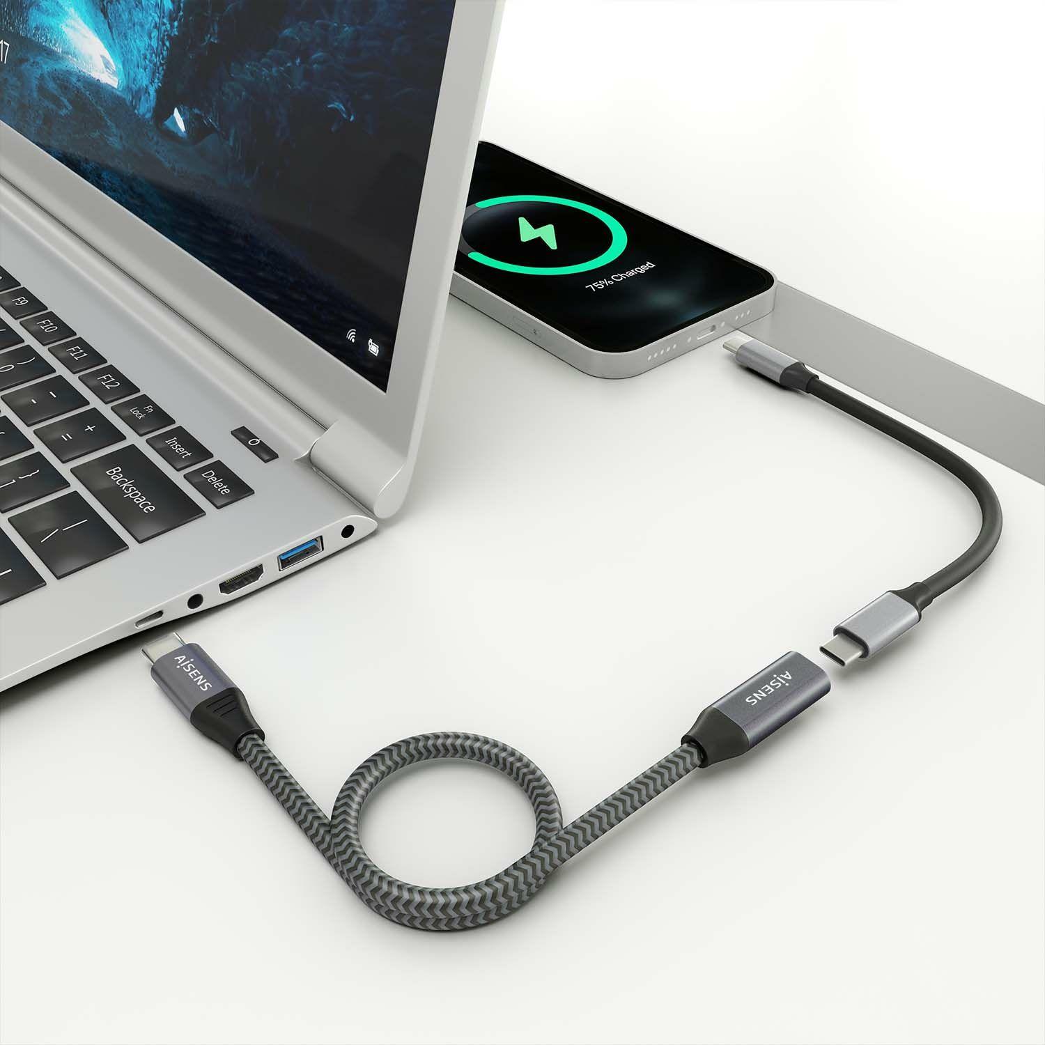 Cabo de Extensão USB-C AISENS A107-0760 (0,5 m - USB C - Cinzento) — miniatura 4